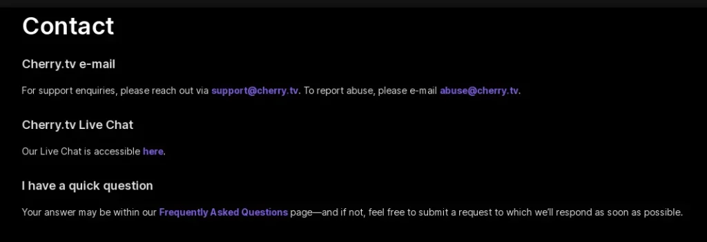 Cherry.tv Support client